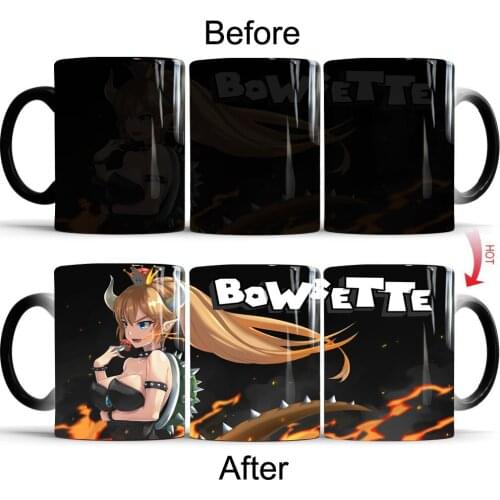 12oz Bowsette Creative Coffee Mugs Heat Reveal Color Change Milk Mug Sensitive Mugs Gifts