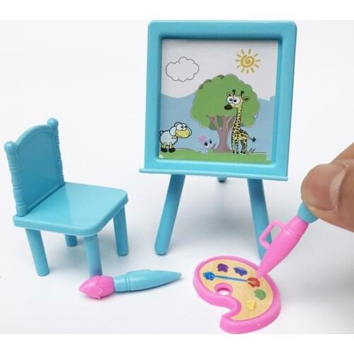 Doll House Mini Drawing Board Furniture Study 1/12 Play Set Life Scene Decor