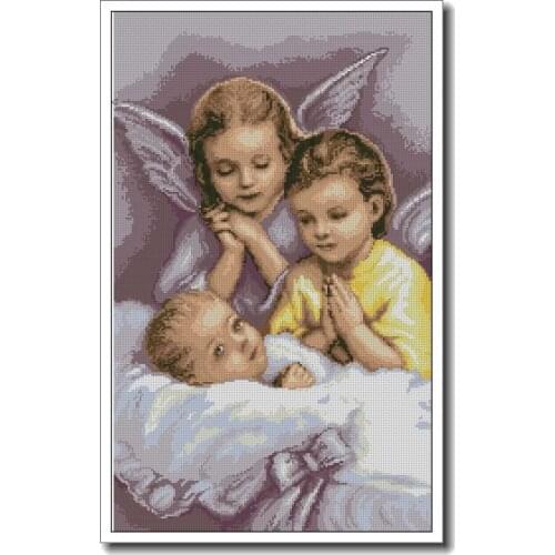 Cute kid Praying Sewing Kit, Top Quality Embroidery Needlework 14CT Unprinted Art Cross Stitch Kits DIY Handmade Home Decor