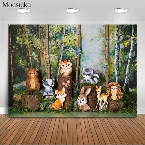 Mocsicka Baby Shower Background Jungle Wild Animals Decoration Style Child Portrait Photo Background Photography Studio