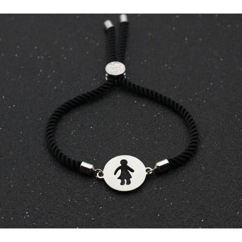 Cute Bear Fashion Adjustable Lucky Rope Men Bracelet & Bangles Lovely Stainless Steel Hollow Boys Couples Bracelets Men Jewelry