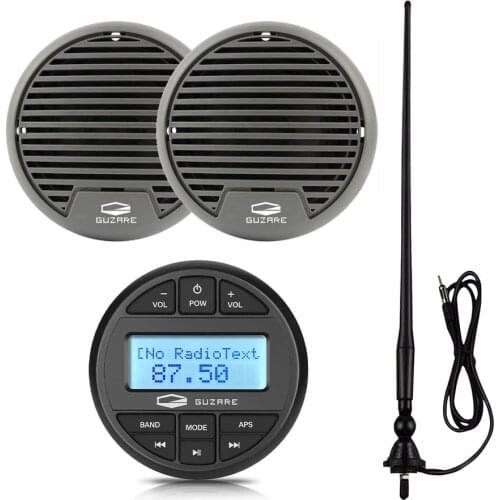 Marine Bluetooth Stereo Receiver Boat Radio FM AM MP3 Player Audio Sound System+3Inch Marine Waterproof Speaker+Radio Antenna