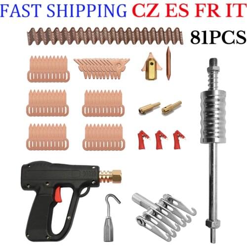 81Pcs/set Spot Welder Dent Puller Kit Spot Welding Electrodes Spotter Welder Straightenging Dents Remover Car Repairing Tools