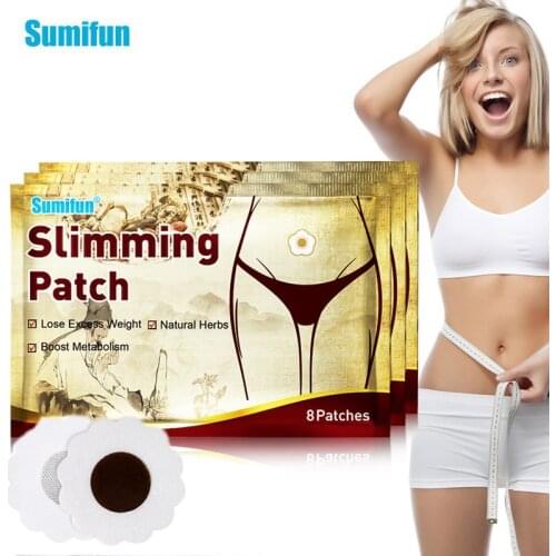 8Pcs/Bag Belly Button Slimming Patch Natural Herbal Stickers Thigh Arm Abdomen Fat Burning Body Massage Shaping Medical Plaster