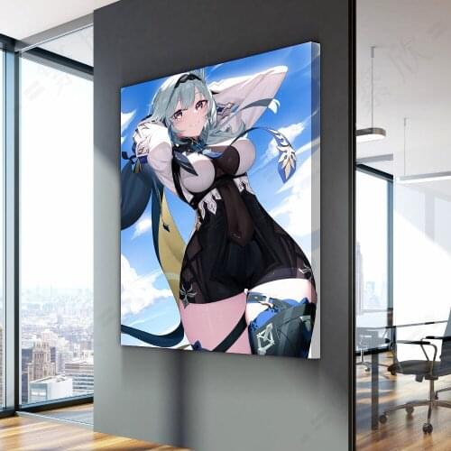 Genshin impact Game poster eula girl Knights home decor hd painting wall painting bedroom anime Study Bedroom Bar Cafe Wall