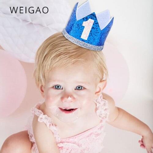 1pc 1 2 Birthday Caps Flower Crown 1st Birthday Hat Newborn Baby Headband 1 Year Birthday Party Decoration Baby Shower Supplies