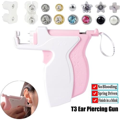 New Arrival T3 Professional Ear Piercing Gun Ear Piercing Instrument Tool Surgical Steel Earring Stud For Ear Piercing Sold Set