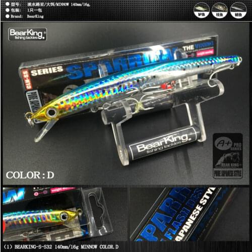 Retail 2016 good fishing lures minnow,quality professional baits 14cm/16g,bearking hot model crankbaits penceil bait popper