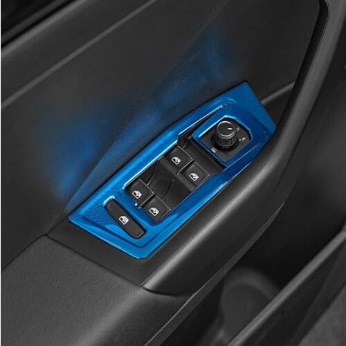 SBTMY Stainless steel Car Interior Door Armrest Panel Window Lift Button Cover For Volkswagen t roc T-Roc 2018 2019 Accessories
