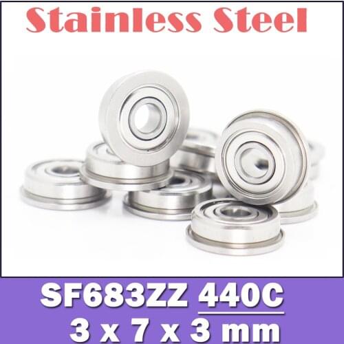 SF683ZZ Flange Bearing 3x7x3 mm 10PC Double Shielded Stainless Steel Flanged SF683 Z ZZ Ball Bearings SF683Z SF683-2Z F638/3