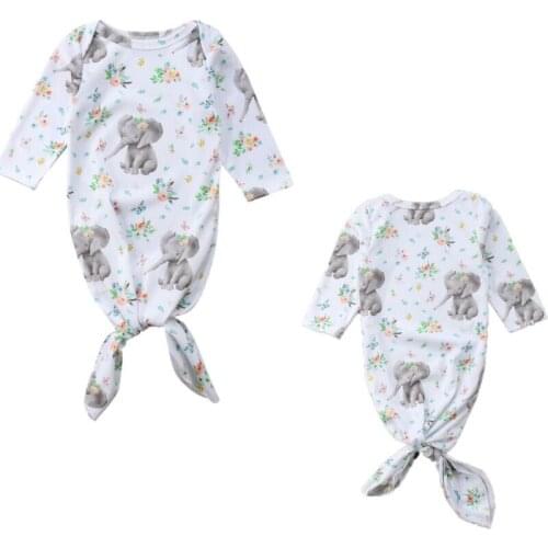 Newborn Toddler Baby Girl Floral Elephant Sleeping Bags Long Sleeve Swaddle Wrap Spring Autumn Infant Girls Sleepwear 3-6M