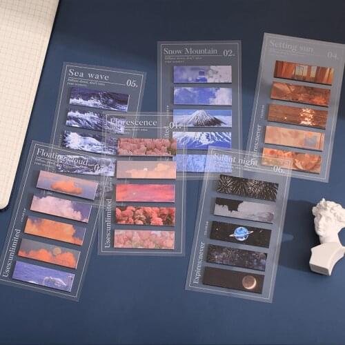 100pcs self-adhesive Memo Pads Stickers Aesthetic Sky Cloud Moonlight Bullet Journaling Accessories Scrapbooking Index Sticker