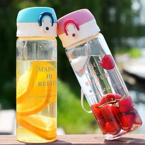 Student Portable Glass Simple Personalized & Creative Bouncing Transparent Matching Cup Set Glass Fruit Cup eco friendly