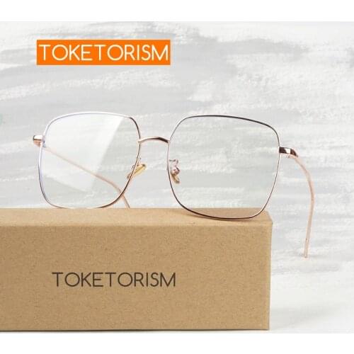Toketorism Anti Blue Light Eyeglasses Women Mens Big Frame Eye Protection Computer Glasses