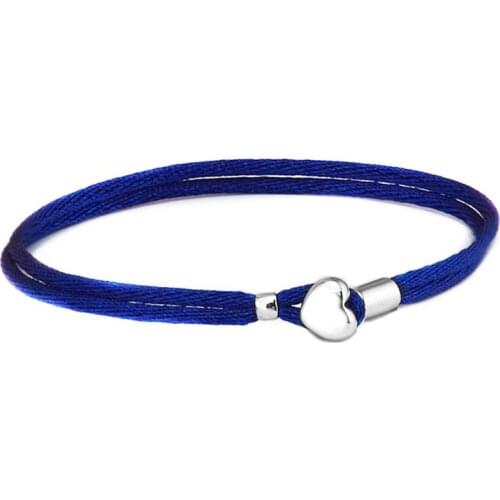 Bracelet Sterling-Silver-Jewelry Dark Blue Fabric Cord Bracelets for Women Jewelry Pulseira Masculina Feminina Silver 925