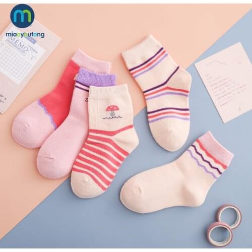 10 Pcs/lot Mushroom Strip Star Cotton Knit Warm Childrens Socks For Girls New Year Socks Kids Womens Short Socks Miaoyoutong