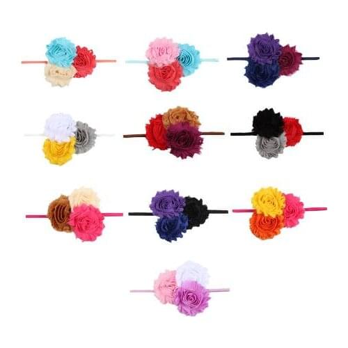 10pcs 2017 New Wholesale Girls Floral Headband Three Flower with thin elastic hairbands Headwear hair accessories
