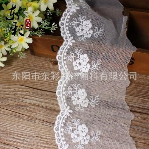 15yard* 12cm Embroidery White Lace Ribbon Lace Fabric DIY Sewing Handmade Crafts Wedding Decor Fashion Skirt Accessories