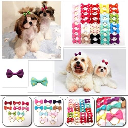 20Pcs Pet Dog Bows Hair Accessories for Puppy Small Dogs Hair Bows Grooming Bows Rubber Bands Dog Bows Pet Supplies
