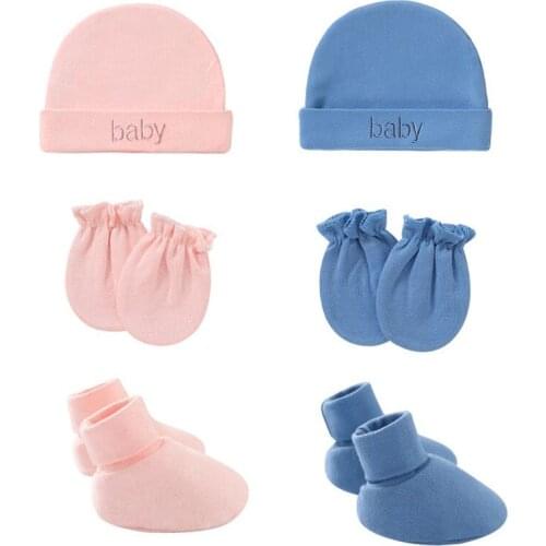 3Pcs/Set Autumn Winter Baby Hat Gloves Socks Solid Color Knitted Newborn Baby Boy Girl Cap Beanies Infant Toddler Gift