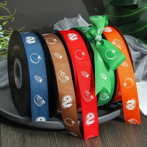 5 meters 25mm Grosgrain Ribbon Colorful Fruit Printed Ribbon DIY Cake Box Gift Bouquet Packaging Craft Hair Bow Material