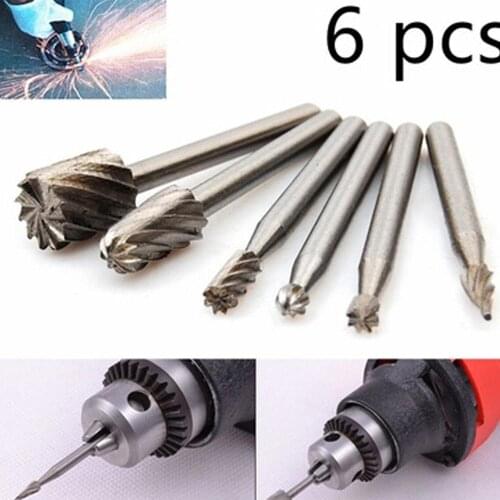 6Pcs Titanium Milling Rotary Dremel Routing Wood Rotary File Cutter Woodworking Carving Carved Knife Cutter Rotary Carving Tool