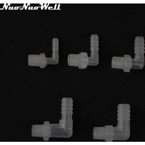 8pcs NuoNuoWell Plastic 1/4" Thread to 5mm~11mm Hose 90 Degree Elbow Connector Aquarium Air pump Fittings Irrigation Adapter