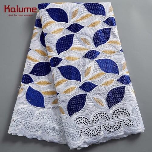 Kalume African Lace Fabric Dubai Swiss 5 Yards Yellow Nigerian Cotton Dry Lace Fabric Swiss Voile For Diy Dress Wedding F2455