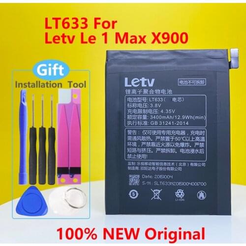 100% Original 3400mAh LT633 Battery For Letv Le 1 Max X900 Le One Max X900 Mobile Phone High quality Battery+Tracking number