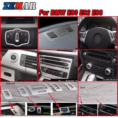 Aluminum Alloy For BMW E90 E92 E93 E91 3 Series Interior Accessories Air Conditioner Center Console Outlet Frame Covers Stickers