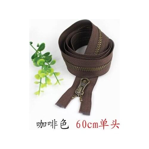 Free shipping 5# 60cm coffee single head zipper Metal bronze teeth coat bag zipper