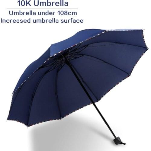 Large umbrella folding men and women business sunny umbrella three fold umbrella 12K double umbrella sunny rain