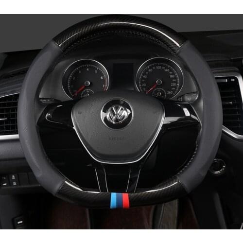New 38CM D Shape Steering Wheel Cover for VW Golf 7 Polo 2014-2019 Scirocco Jetta 6 2017-2019 Santana 2016-2018 Auto Accesorioss
