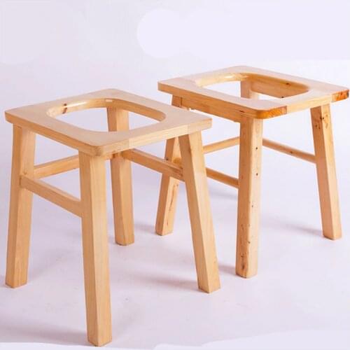 Wooden Household Potty Chair Simple Moveable Old People and Pregnant Woman Commode Chair Strengthening Non-slip Potty Stool