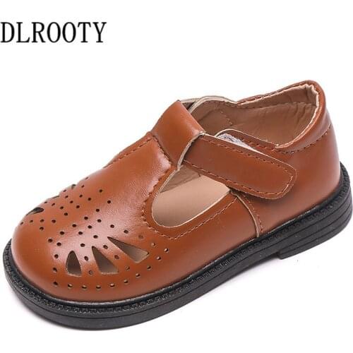 Children Leather Shoes Flat Boy Girl Kids Summer Sandals Hollow Out Breathable Cute Casual Hook & Loop Fashion Show Soft