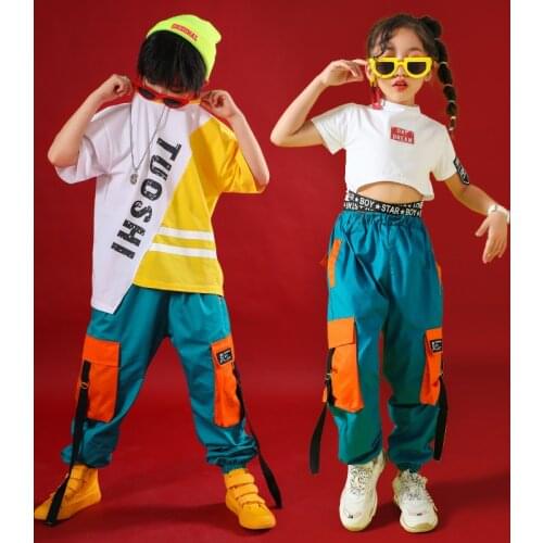 Kids Casual Pants Cropped Sweatshirt Shirt Hip Hop Clothing Clothes Jazz Dance Costume for Girls Ballroom Dancing Streetwear