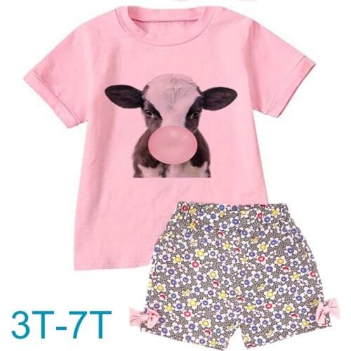 2021 Blowing Bubbles Boys Short Sleeves T-Shirts+Shorts Childrens Tshirt Casual Cute T Shirt Baby Girl Tops Set Kids Girls Tops