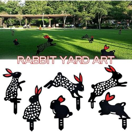 Rabbit Garden Sculpture Metal Creative Simulation Animal Ornament Yard Backyard Art Ornament Garden Home Decoration Statues