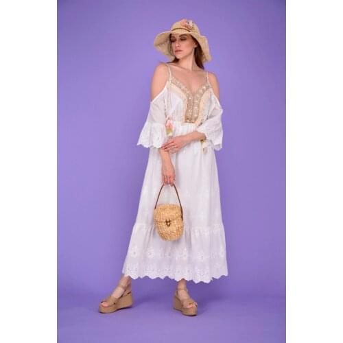 Tassel Detail Lace White Dress 2021 New Fashion Women Clothing For Wedding Party Holiday Special Occasion