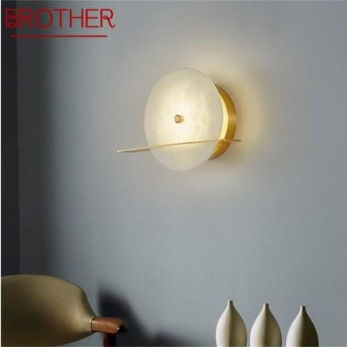 BROTHER Brass Indoor Wall Light White Marble Sconce Lamp Luxury LED Balcony For Home Corridor Bedroom