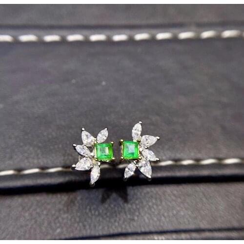 Best Gift Emerald Earring Natural And Real 925 Sterling Silver Emerald Earring