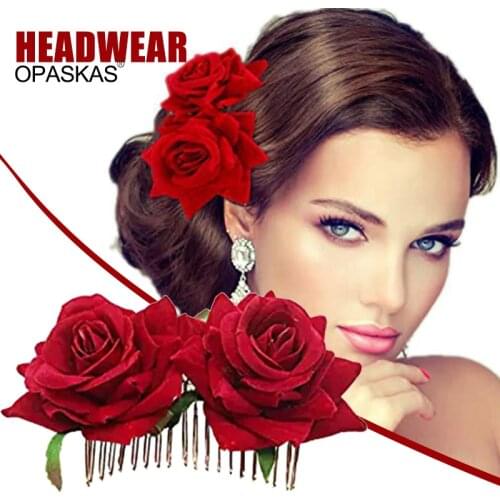 Trendy Pink Flower Hairpin for Bridal Bridesmaid Hair Clip Wedding Party Hair Accessories VL