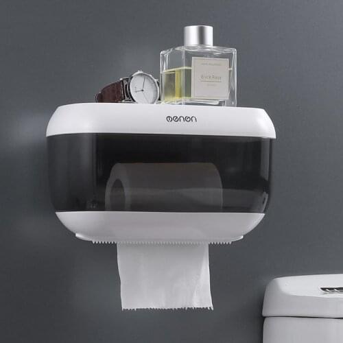 Toilet Paper Holder Wall Mounted Toilet Paper Box Waterproof Roll paper Storage Rack Bathroom Roll Paper Tube Organizer Shelf