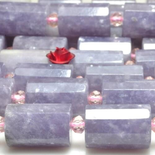 Natural Purple Lepidolite Faceted Tube Loose Beads Wholesale Gemstone Semi Precious Stone Bracelet Necklace Diy Jewelry Making