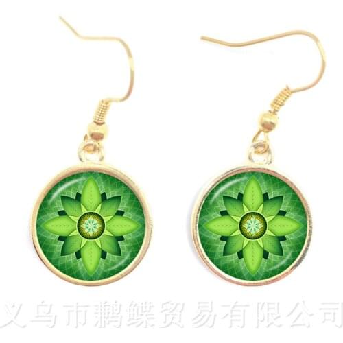 New 2018 Girl Women Jewelry Glass Mandala Drop Earrings Henna Earring For women OM Symbol Buddhism Zen Retro Gift