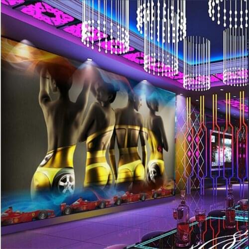 Beibehang Custom 3d wallpaper car sexy beauty bar nightclub tooling wall paper background wall decoration
