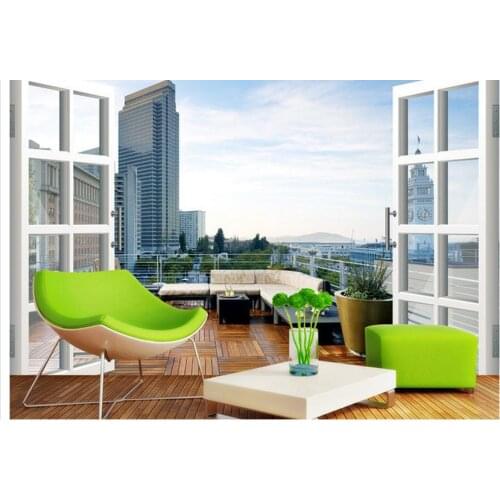 Custom photo wallpaper 3d wall murals wallpaper City balcony 3D landscape background wall painting wall papers for living room