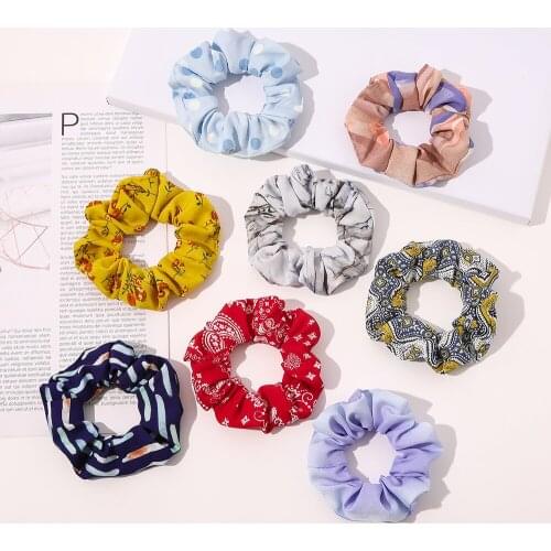 Spring Print Pineapple Fruit Elastic Scrunchie Summer Rubber Band Floral Hair Bands Ponytail for Girls Hair Accessories SY35