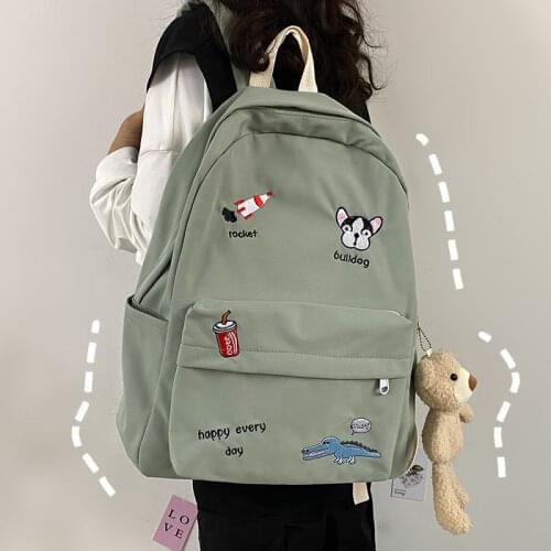 Cute Cool Backpack School Bags for Girls Teenage Embroidery Oxford Animal Prints Women Back Pack
