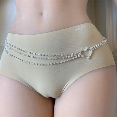 Sexy Rhinestone Love Waist Chain Three-layer Heart New Bikini Body Chain Nightclub Erotic Jewelry Valentines Day Gift Wholesale